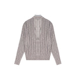 Load image into Gallery viewer, Women's Custom Gray V-Neck Long Sleeve Knit Sweater | Cotton OEM