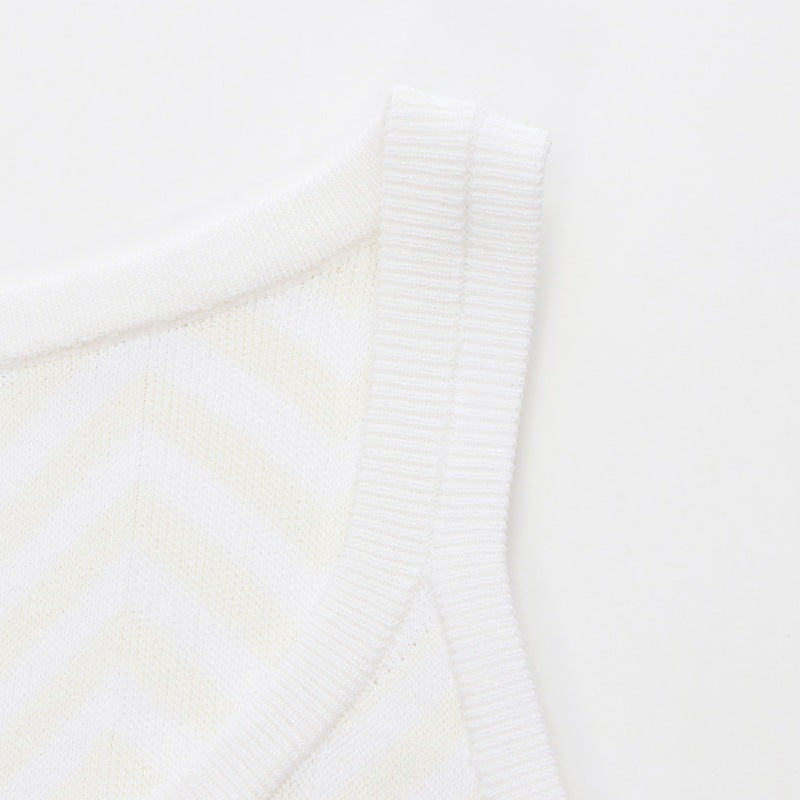 Women's Custom White Sleeveless Knit Top