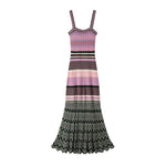 Load image into Gallery viewer, Women's Custom Stripe Straight Neck Sleeveless Knit Maxi Dress | OEM/ODM Knitwear Manufacturer