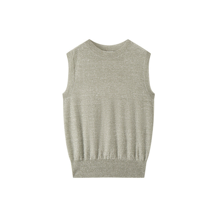 Women's Custom Pink Round Neck Sleeveless Wool Knit Vest | OEM/ODM Knitwear Manufacturer