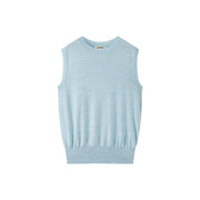 Women's Custom Pink Round Neck Sleeveless Wool Knit Vest | OEM/ODM Knitwear Manufacturer