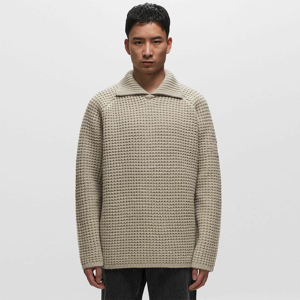 Men's Two-Tone Wool Crewneck Sweater | Long Sleeve Color Block Pullover