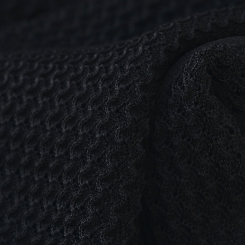 Women's Custom Black V-Neck Long Sleeve Knit Sweater | OEM/ODM Knitwear Manufacturer