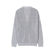 Women's Custom Gray V-Neck Long Sleeve Cotton Knit Sweater | OEM/ODM Knitwear Manufacturer