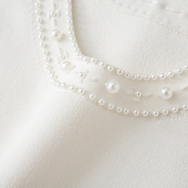Women's Custom White Round Neck Sleeveless Knit Dress | OEM/ODM Knitwear Manufacturer