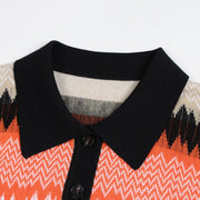 Polo Collar Long Sleeve Knit Sweater Tencel