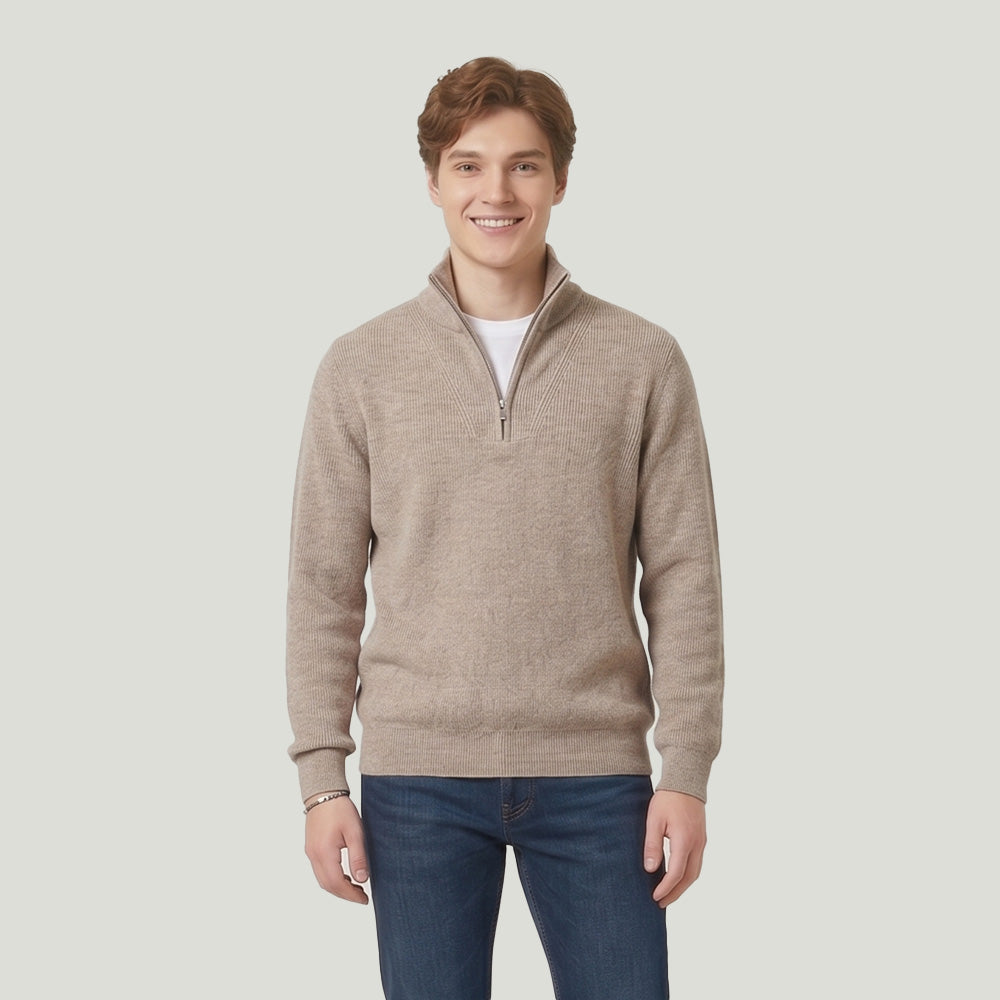 Style 124Men’s – Quarter Zip Cashmere Blend Knit Sweater Wholesale Factory Direct