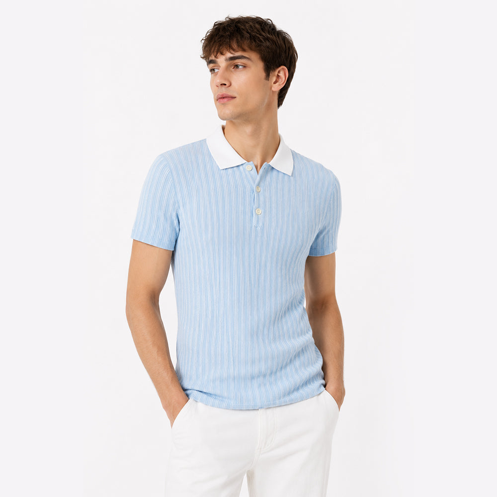 Men's Multicolor Cotton Polo Collar Short Sleeve T-Shirt