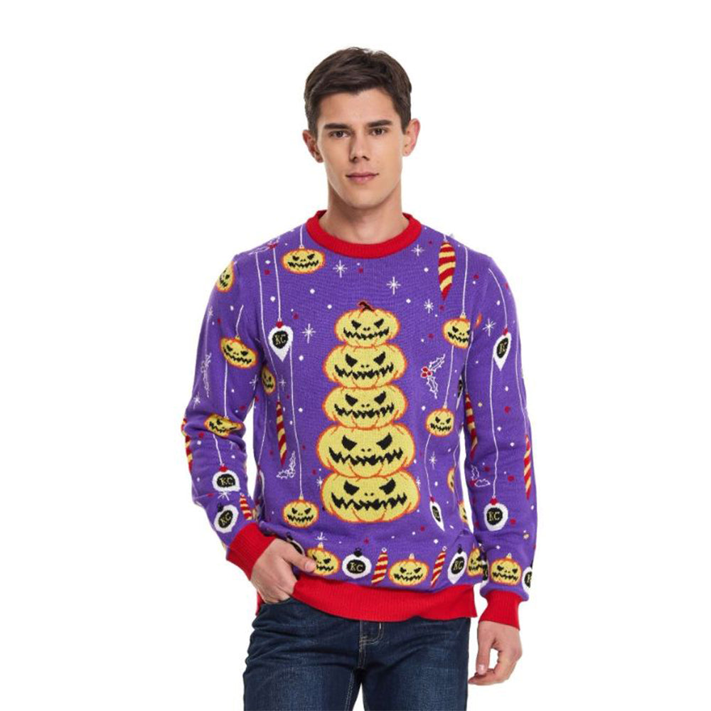 Customizable logo pullover sweater wholesale jacquard cartoon ugly oversized Halloween party men's sweater sweater OEM/ODM batch customization