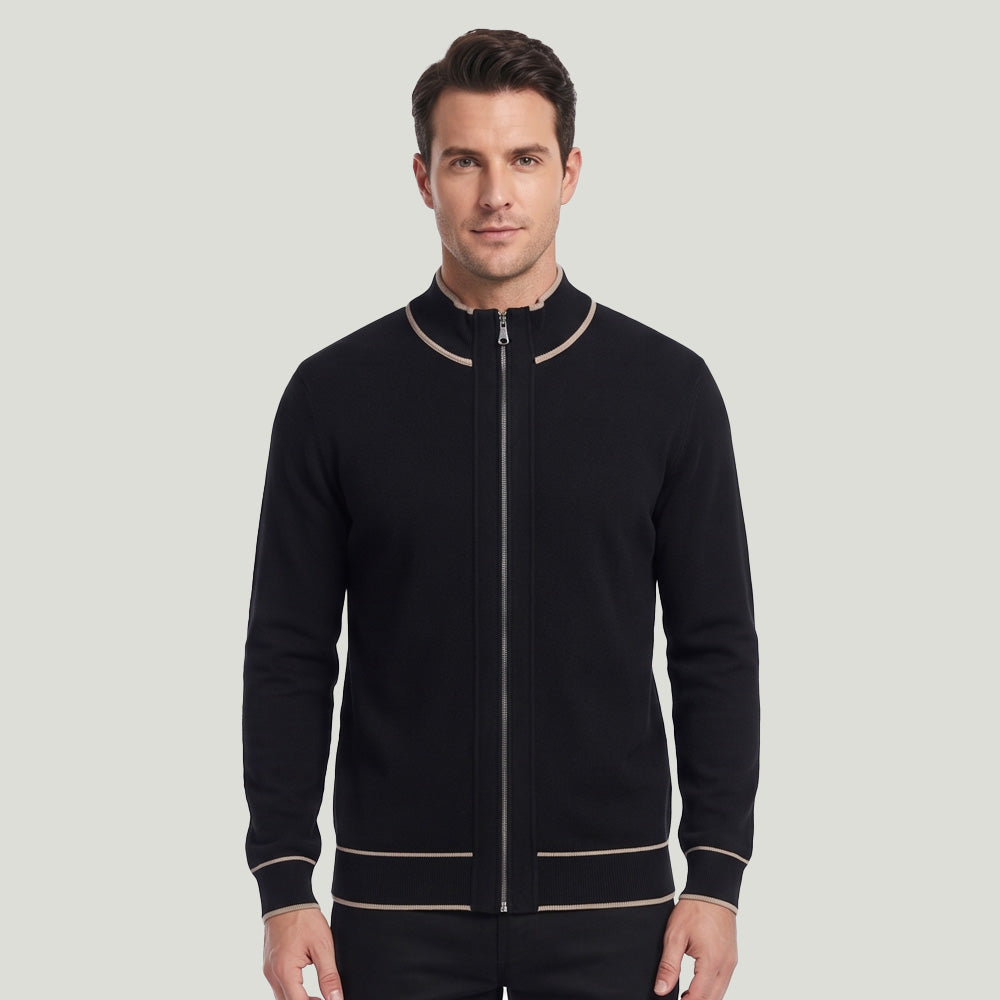 Style 133Men’s – Contrast Trim Full Zip Knit Cardigan Wholesale Factory Direct