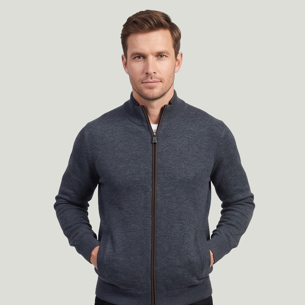 Style 131Men’s – Full Zip Knit Sweater Jacket V2 Wholesale Factory Direct