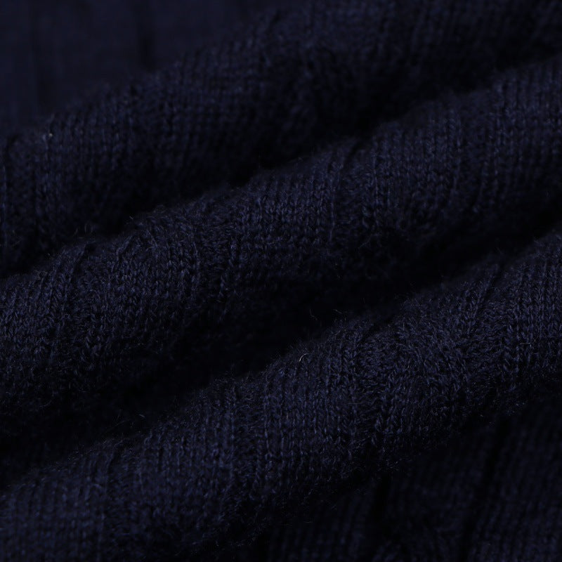 Women's Custom Blue High Neck Long Sleeve Wool Knit Sweater | OEM/ODM Knitwear Manufacturer