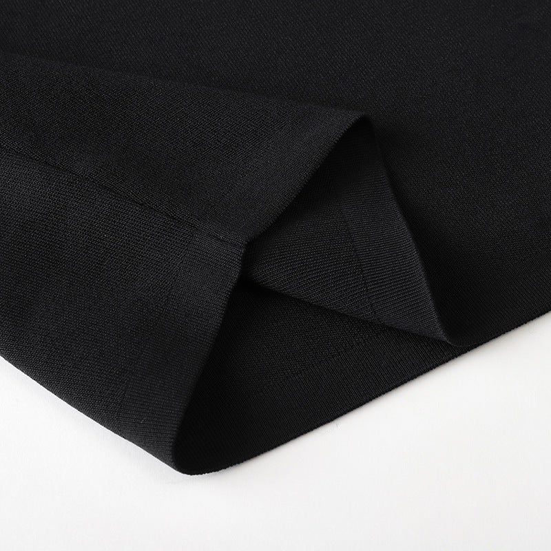 Black Round Neck Sleeveless Knit Skirt