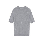 Load image into Gallery viewer, Gray Round Neck Short Sleeve Knit Sweater Wool