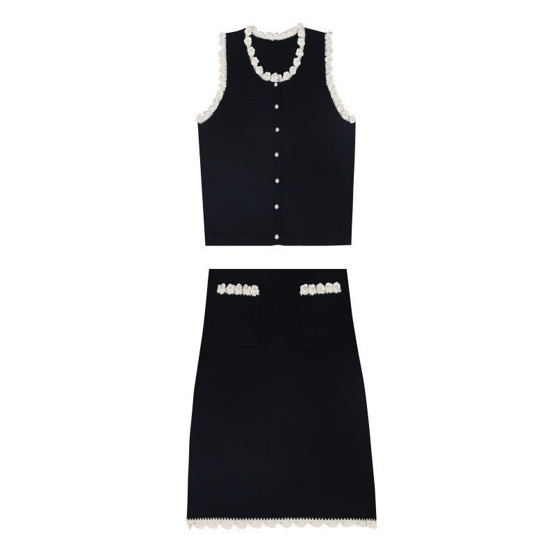 Women's Custom Black Sleeveless Knit Vest | OEM/ODM Knitwear Manufacturer