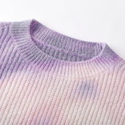 Purple Round Neck Long Sleeve Sweater Wool