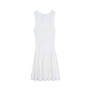 White Round Neck Sleeveless Knit Dress