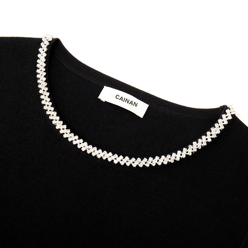 Women's Custom Black Round Neck Sleeveless Knit Vest & Skirt Set | OEM/ODM Knitwear Manufacturer