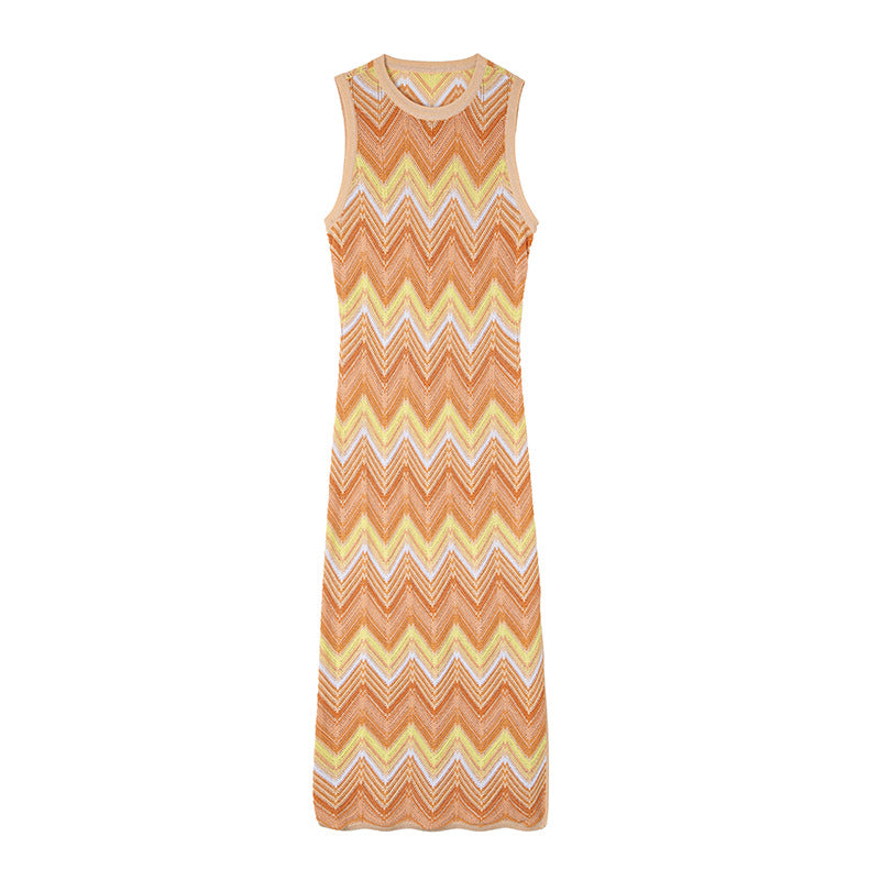 Round Neck Sleeveless Knit Dress