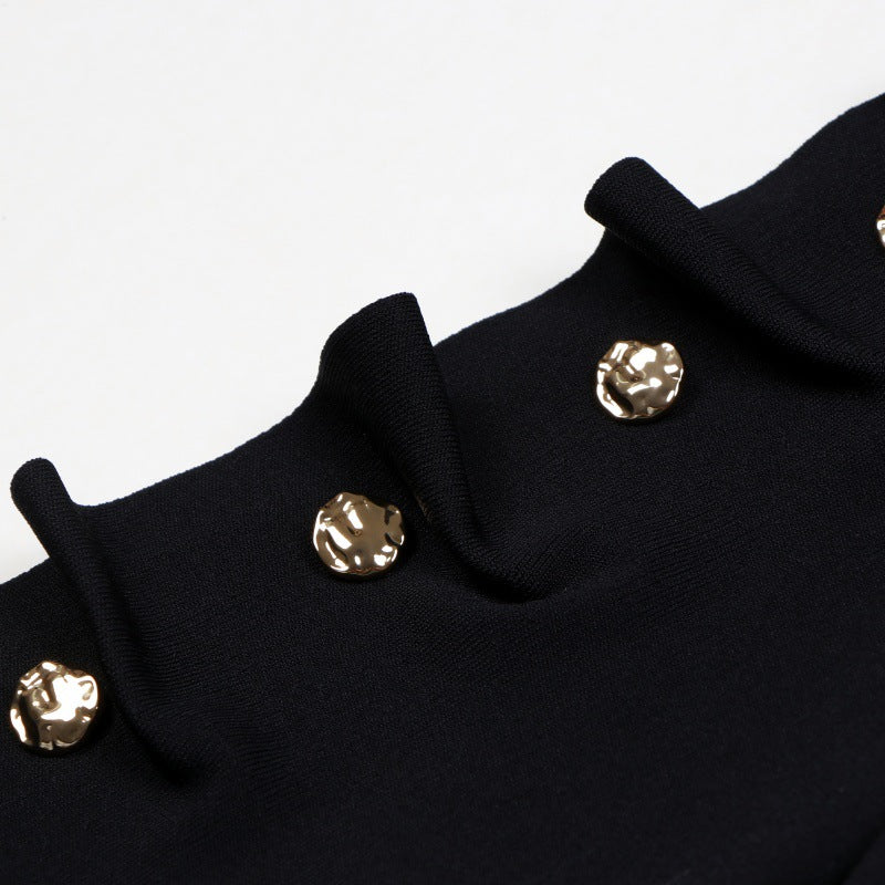 Black Round Neck Long Sleeve Knit Sweater Wool