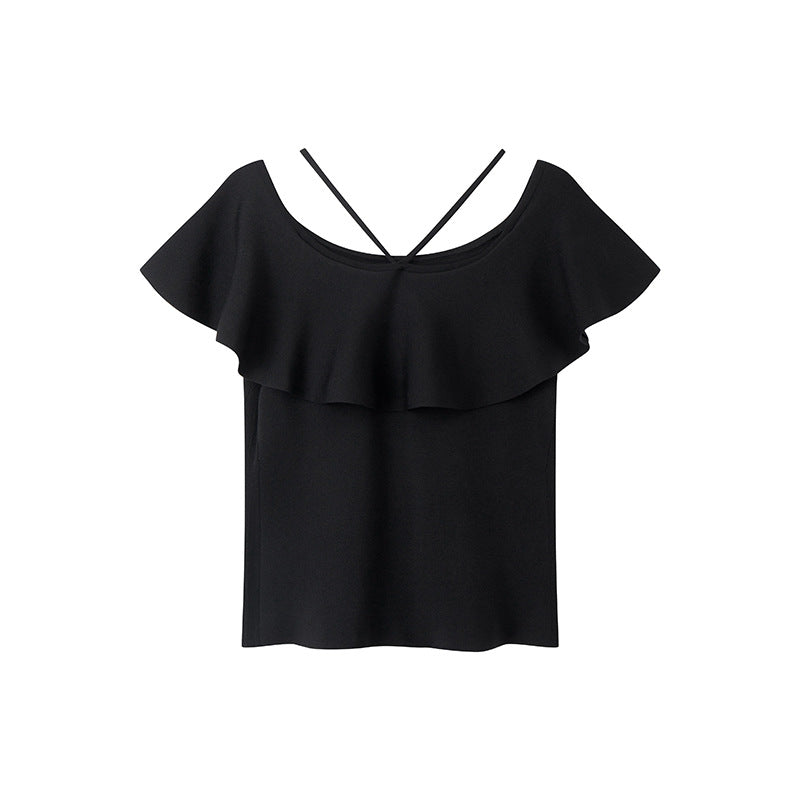 Black Off Shoulder Knit Sweater