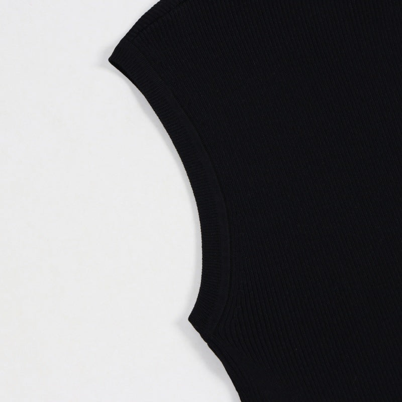 Black High Neck Sleeveless Knit Dress