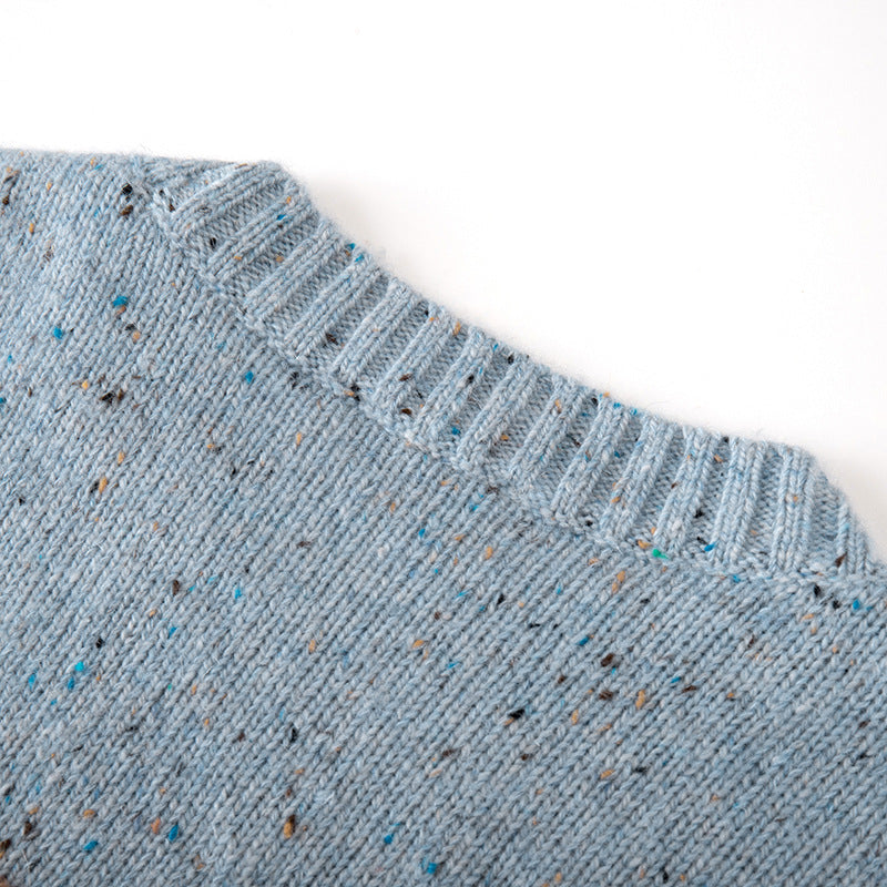 Round Neck Long Sleeve Knit Sweater Wool