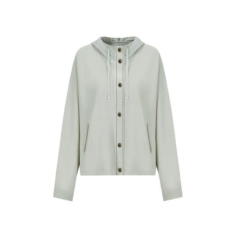 Women's Custom Green Hooded Long Sleeve Tencel Knit Sweater | OEM/ODM Knitwear Manufacturer