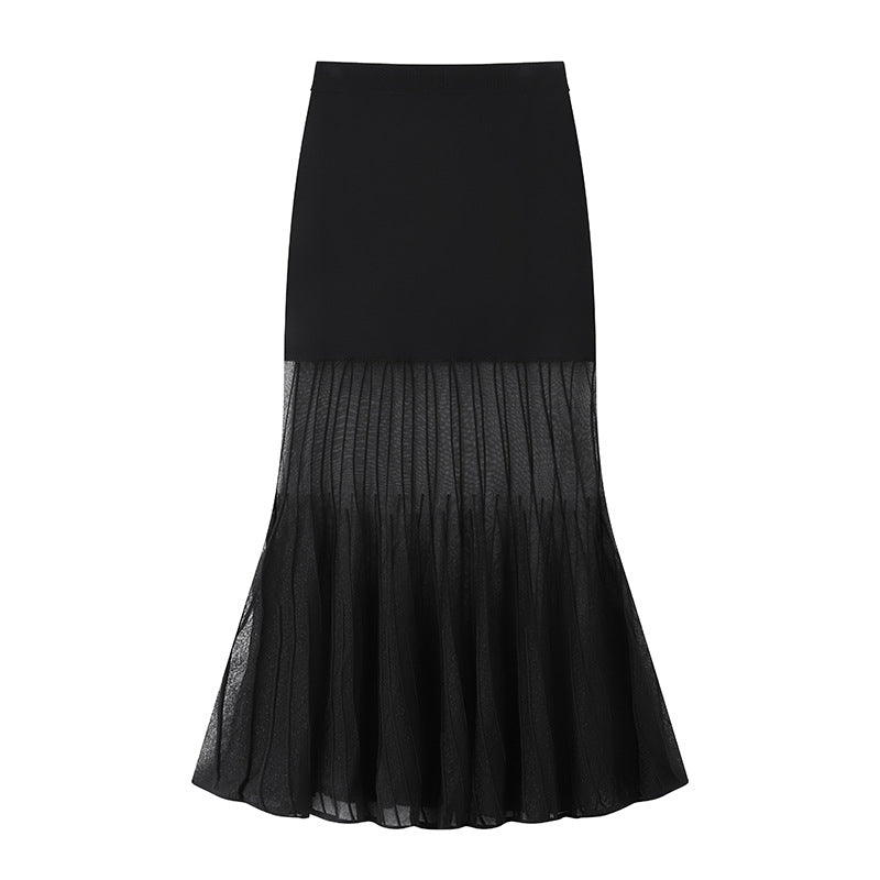 Black Round Neck Sleeveless Knit Skirt