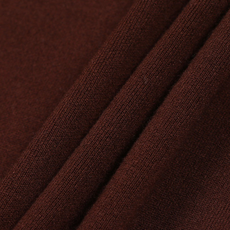 Coffee Polo Collar Long Sleeve Cashmere