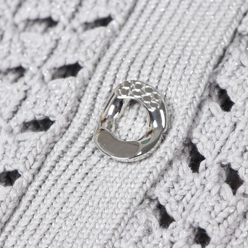 Women's Custom Gray V-Neck Long Sleeve Cotton Knit Sweater | OEM/ODM Knitwear Manufacturer