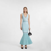 Blue V Neck Sleeveless
