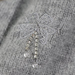 Load image into Gallery viewer, Gray Round Neck Long Sleeve Knit Cardigan Wool