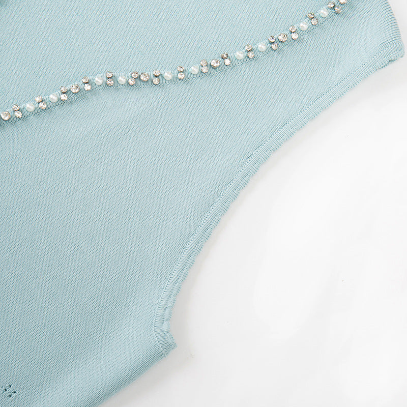 Blue V Neck Sleeveless