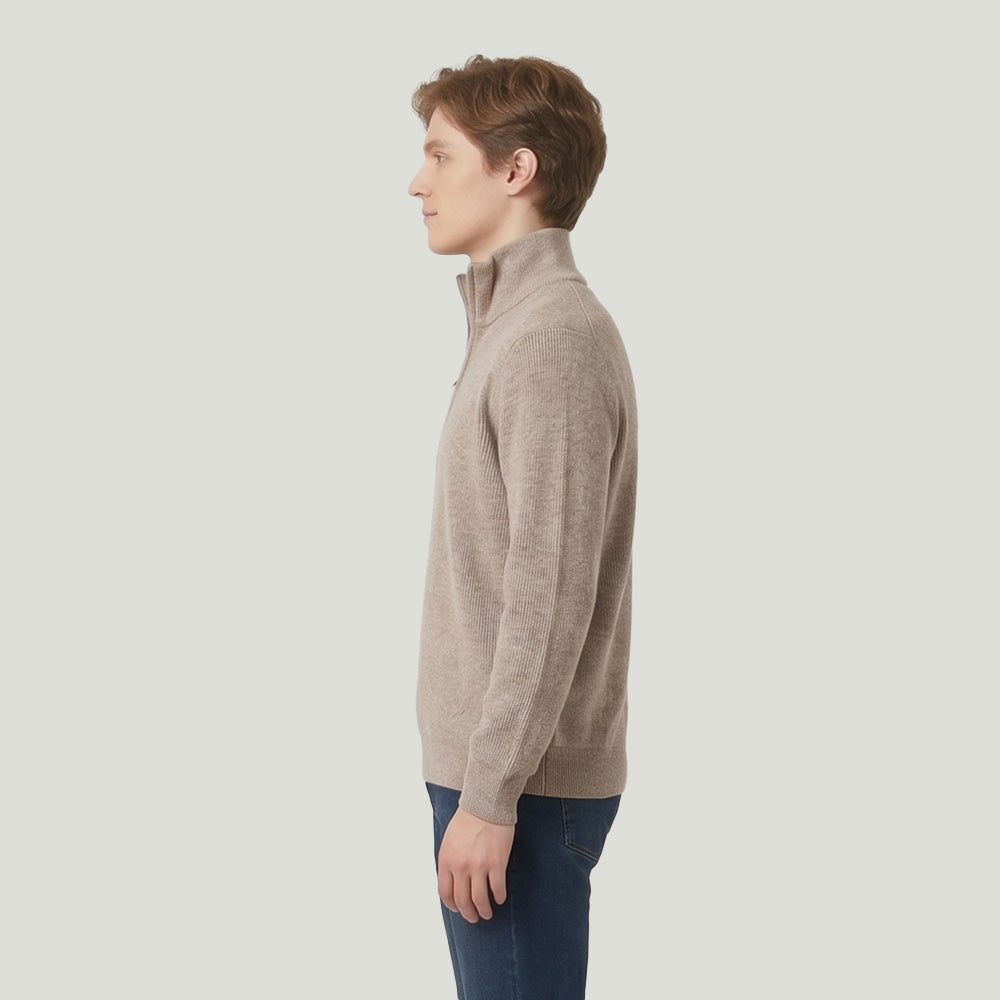 Style 124Men’s – Quarter Zip Cashmere Blend Knit Sweater Wholesale Factory Direct