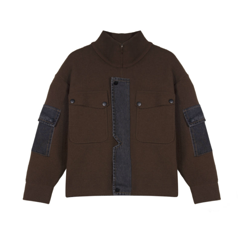 Men's Dark Khaki Cotton Button-Up Jacket | Factory Direct Wholesale