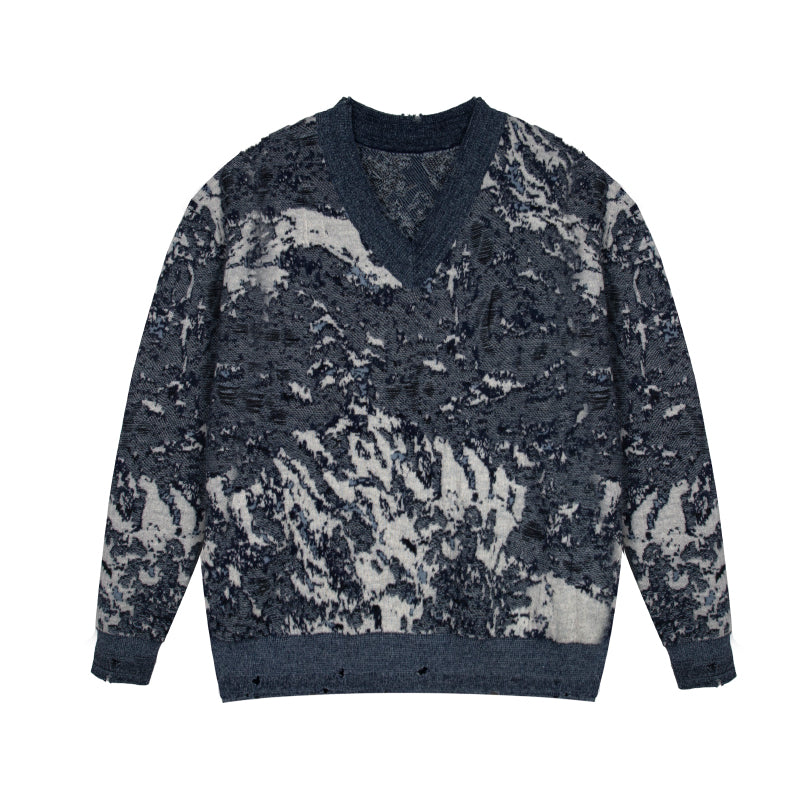 Men's Black V-Neck Long Sleeve Knit Sweater | Factory Direct Wholesale