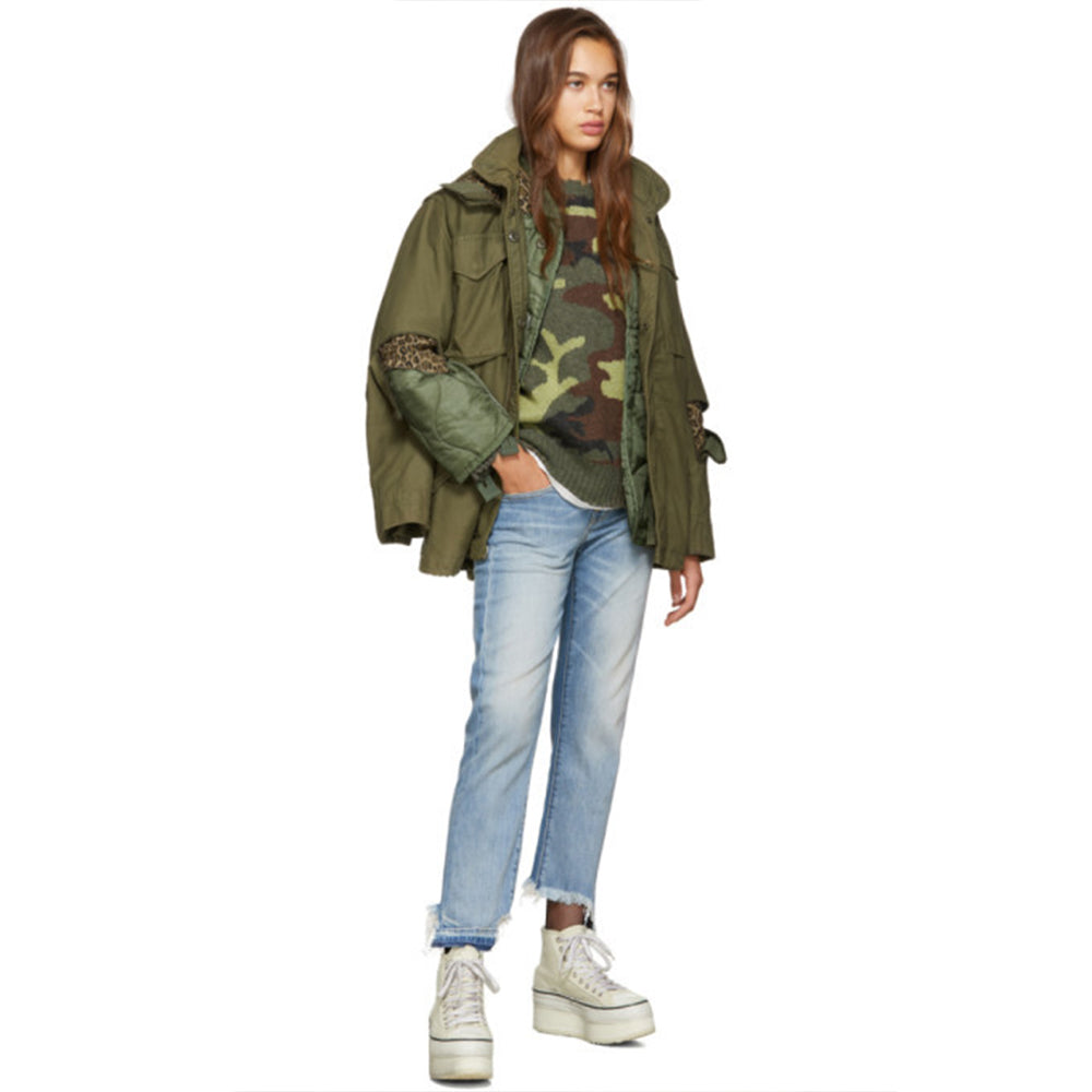 Green Camouflage Cashmere Sweater Round Neck Long Sleeve Same Style for Men and Women OEM/ODM Mass Customization