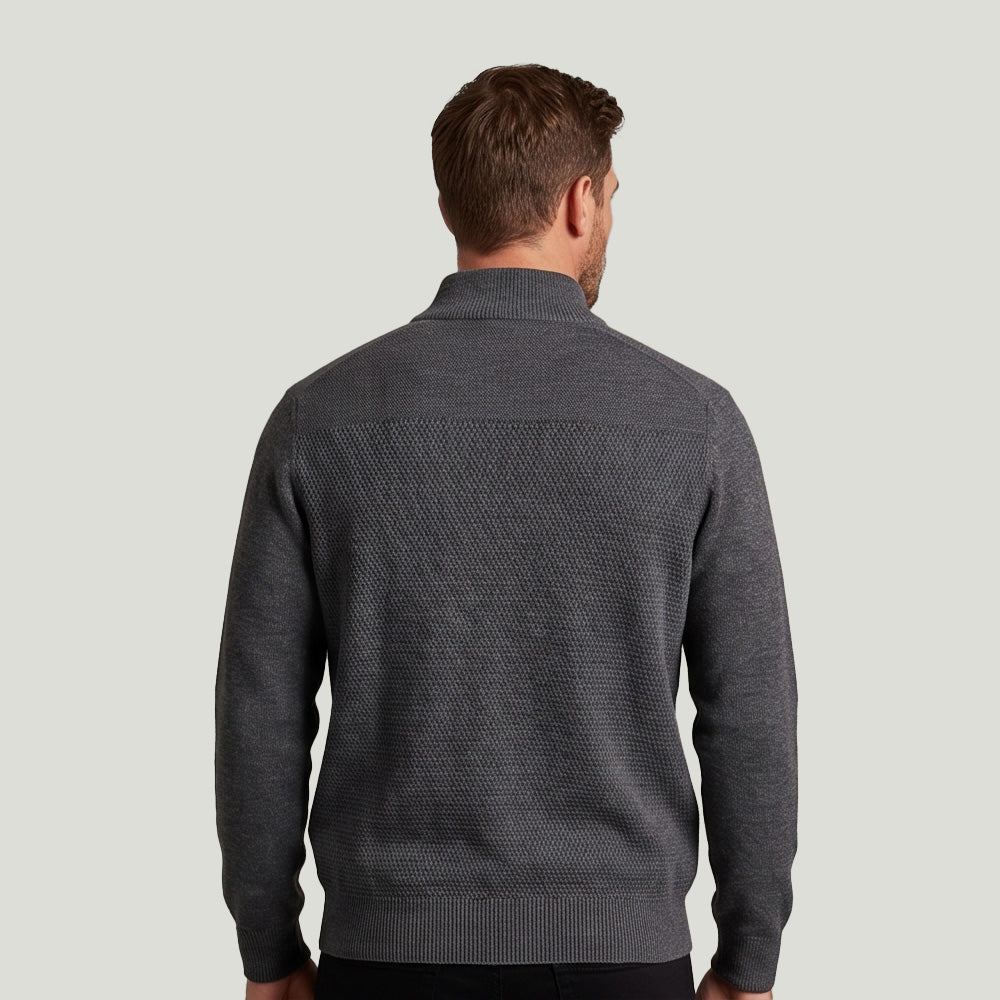 Style 132Men’s – Textured Quarter Zip Knit Sweater Wholesale Factory Direct