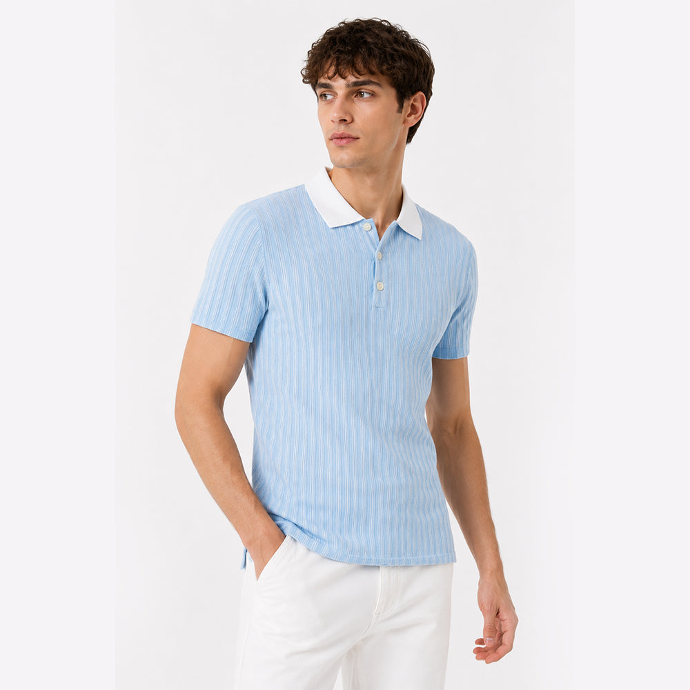 Men's Multicolor Cotton Polo Collar Short Sleeve T-Shirt