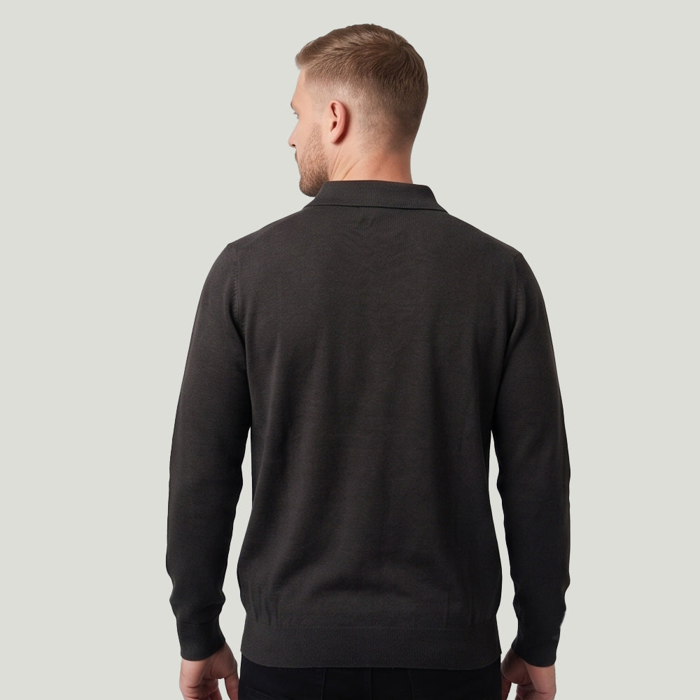 Style 128Men’s – Long Sleeve Knit Polo Sweater Wholesale Factory Direct