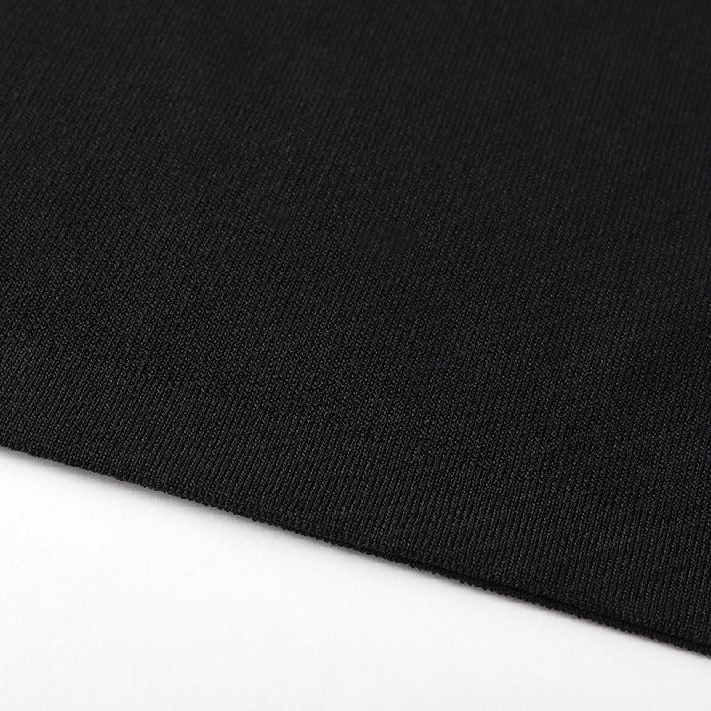 Black Round Neck Sleeveless Knit Skirt
