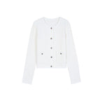 Load image into Gallery viewer, Women's Custom White Round Neck Long Sleeve Knit Cardigan | OEM/ODM Knitwear Manufacturer