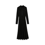 Load image into Gallery viewer, Coffee Lapel Long Sleeve Knit Dress Wool