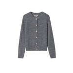 Load image into Gallery viewer, Gray Round Neck Long Sleeve Knit Cardigan Wool