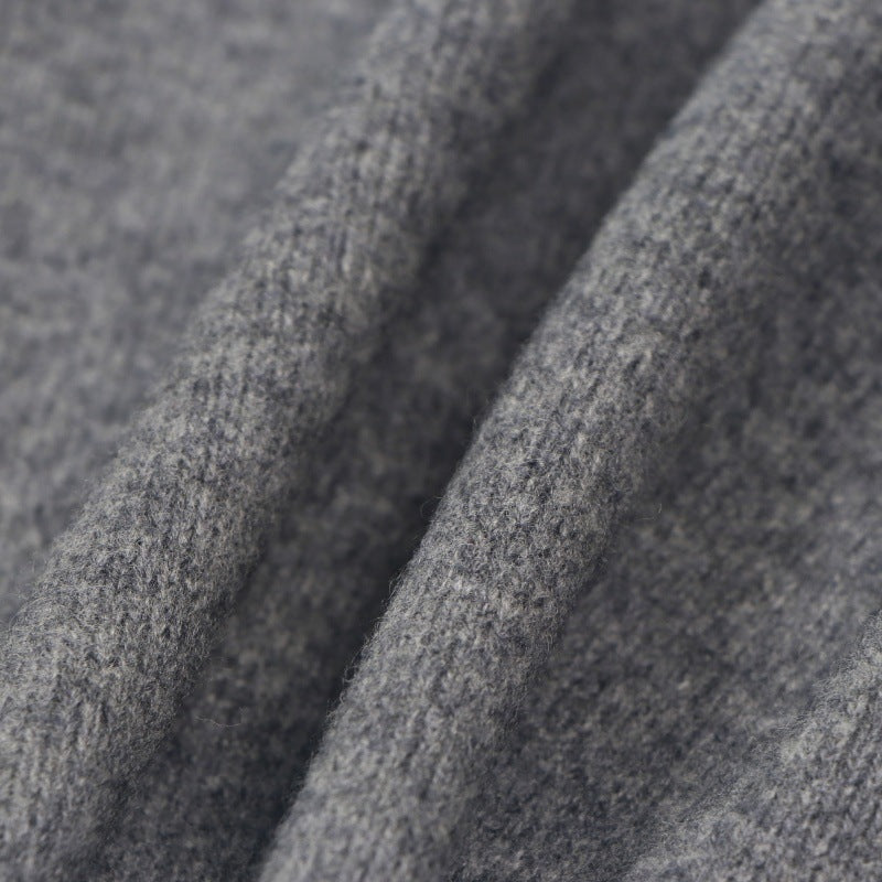 Women's Custom Gray Lapel Wool Knit Sweater | OEM/ODM Knitwear Manufacturer