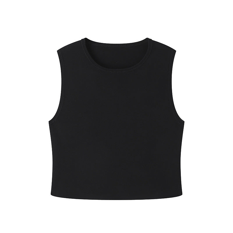 Black Round Neck Sleeveless Knit Skirt