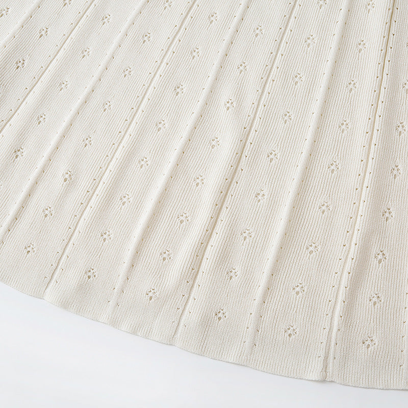 Women's Custom White Round Neck Sleeveless Knit Dress | OEM/ODM Knitwear Manufacturer