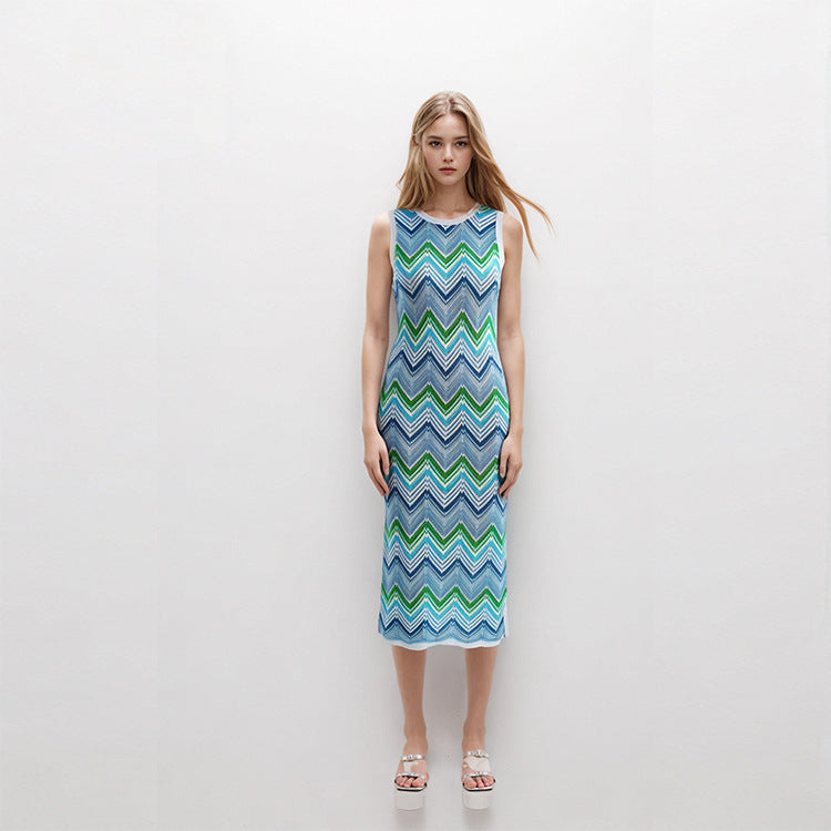 Round Neck Sleeveless Knit Dress