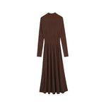 Load image into Gallery viewer, Coffee Lapel Long Sleeve Knit Dress Wool